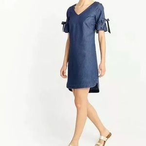 J Crew Ruffle Sleeve Shift Dress in Chambray